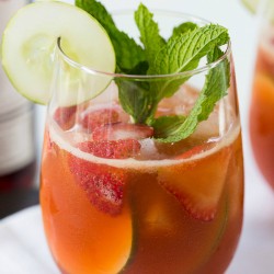 Strawberries Pimms cup cocktail