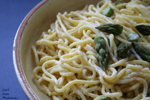 Bigoli with asparagus